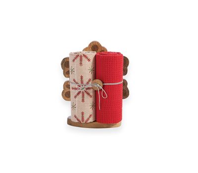 SET ME 2 COPË PESHQIRËSH KUZHINE KRISHTLINDJESH ME BAZËN FLOKË BORE 40X70 SNOWFLAKE