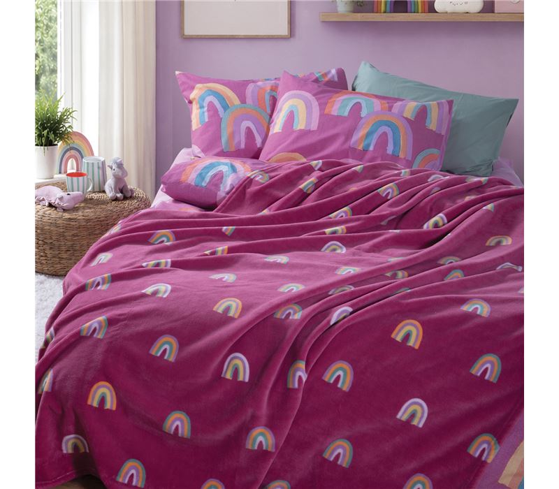 Batanije për fëmijë Fleece Rainbow Mood , Tek 160x220