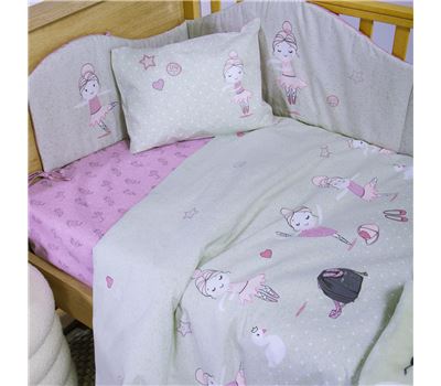 Set Çarçafësh për Krevat Bebi me 3 pjesë Ballerine World 1