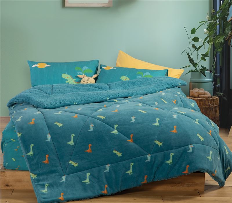 JORGAN-BATANIJE TEKE PËR FËMIJË DINOS ON WHEELS 160X220