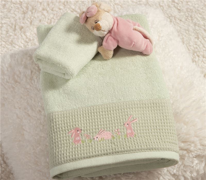 SET PESHQIRËSH PËR BEBE 2 COPË COUNTRY BUNNY